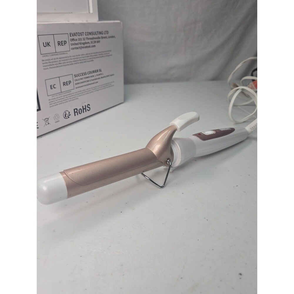 RCA Ceramic Curling Iron – Rose Gold & White Barrel Hair Curler (Tested & Works)